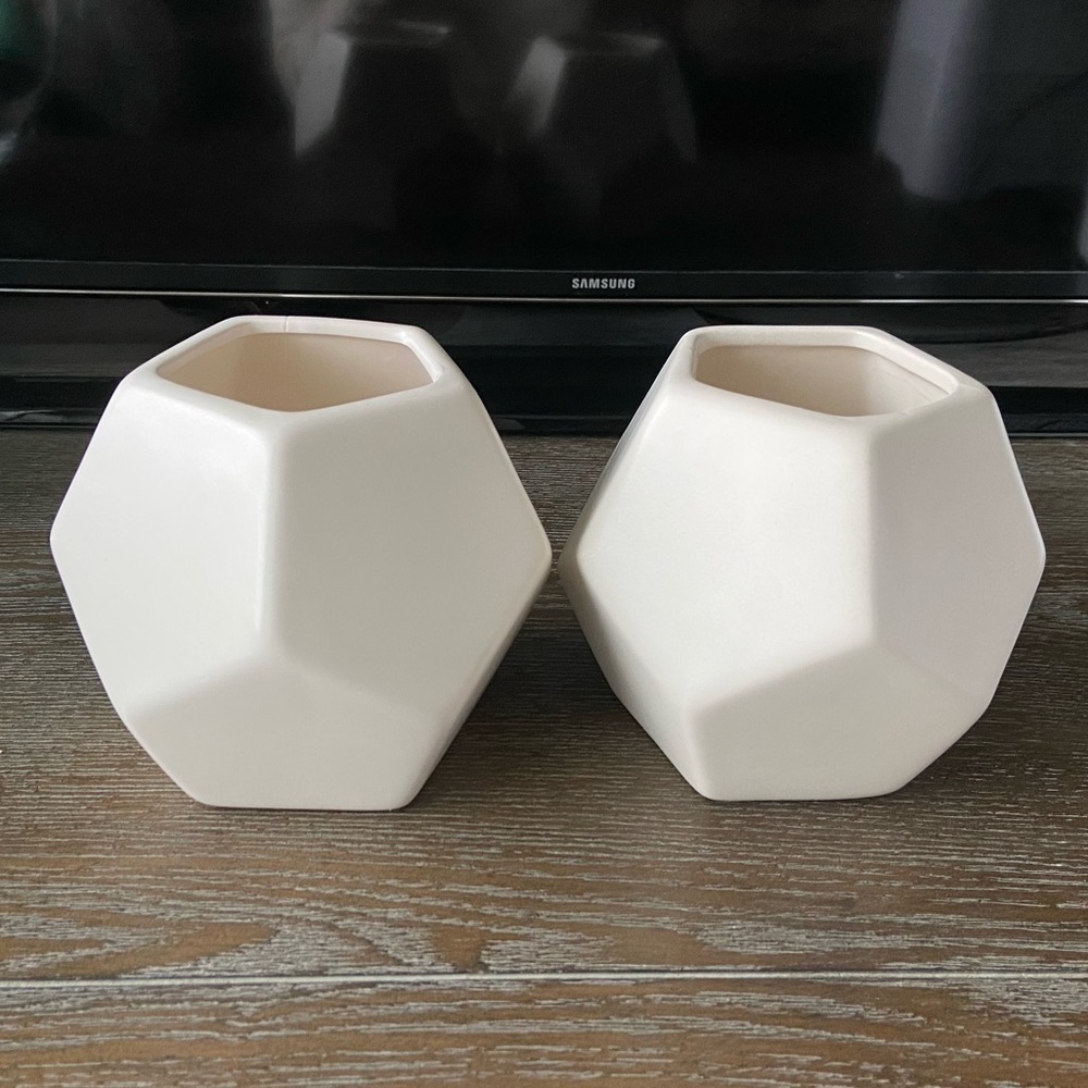 2 Geometric Ceramic Planters